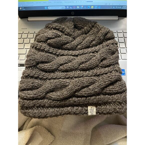 Nirvanna Designs Inc. Accessories - Nirvanna Designs HAT Cable Knit Brown Merino Wool Hand Knit Lined Woman’s